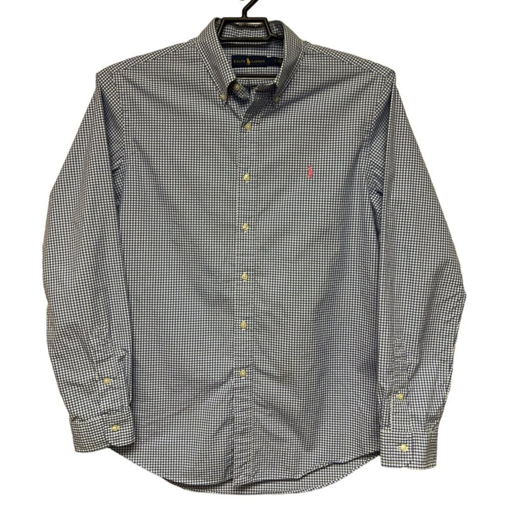 Polo Ralph Lauren Blue Gingham Check Button Down Shirt Men's Size Large